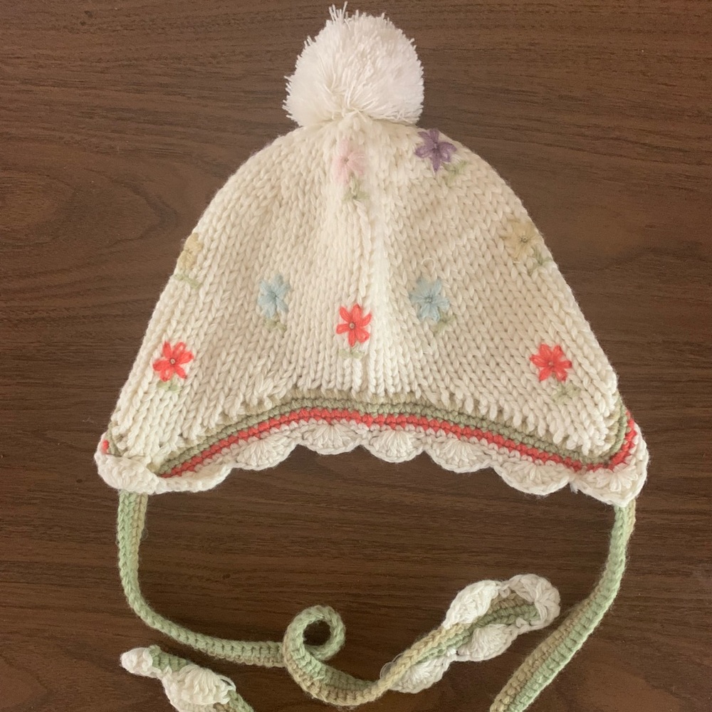 Floral knit beanie
